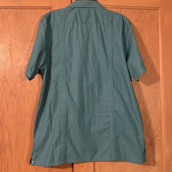 Men’s Large Teal Guayabera Shirt. Made in Italy. - Picture 6 of 8